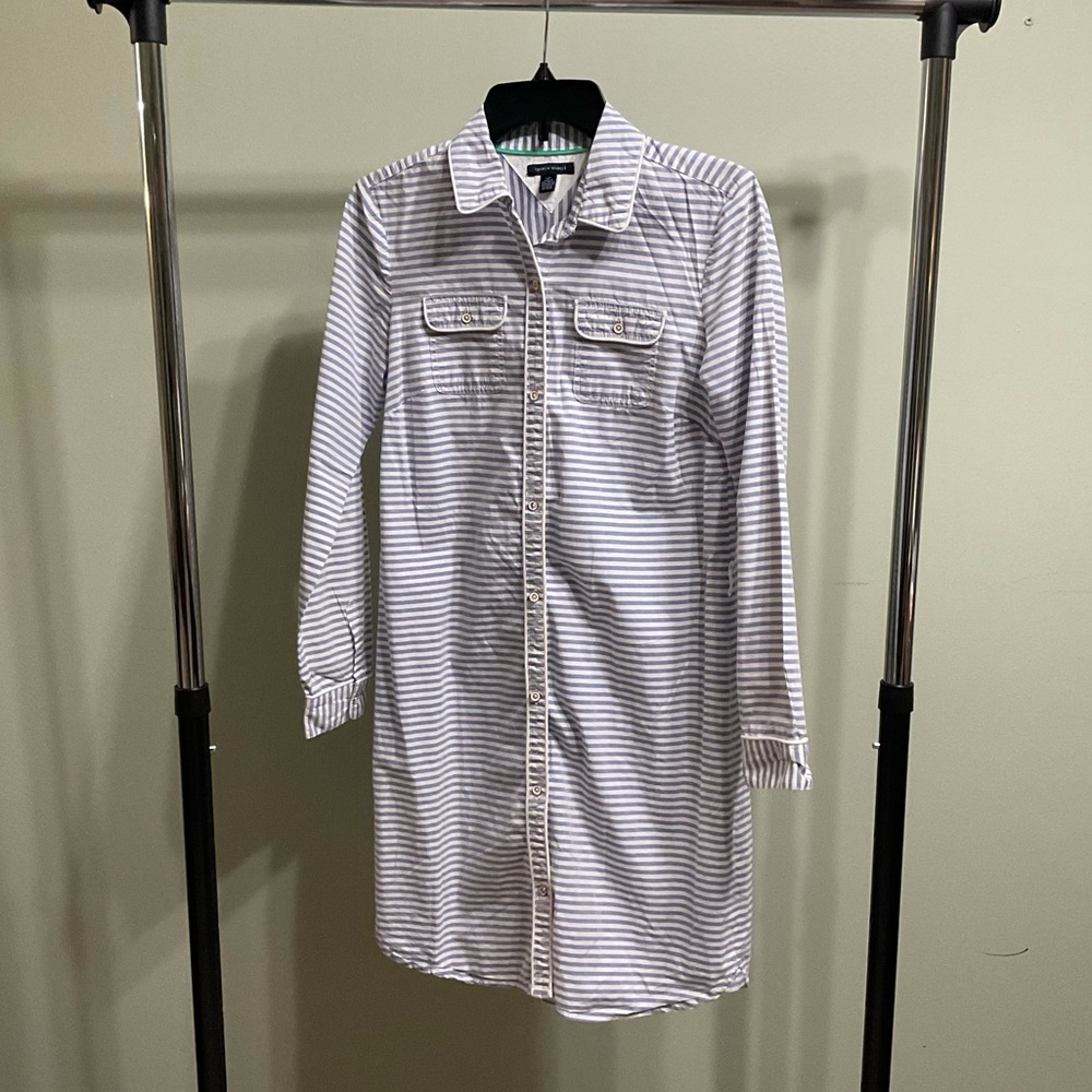 Tommy Hilfiger Blue and White Striped long sleeve dress
